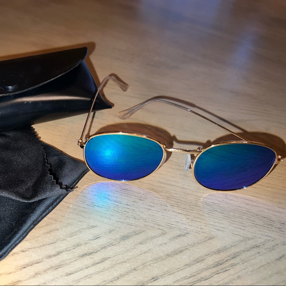 Blue/Green Round Sunglasses